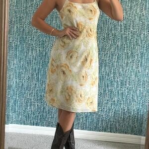 Vintage Yellow Ann Taylor Floral Slip Dress
